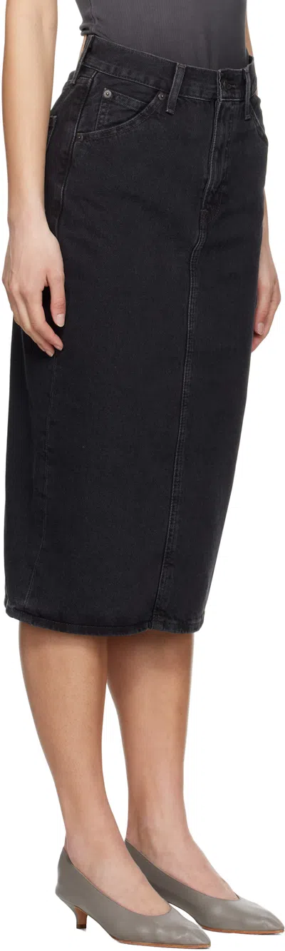 Levi's Black High Rise Slit Midi Skirt In Black