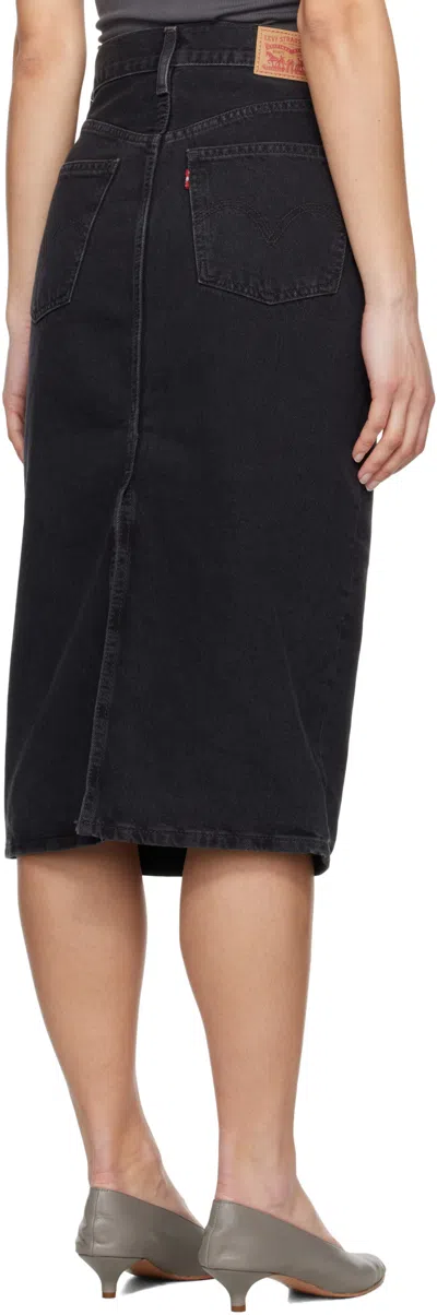 Levi's Black High Rise Slit Midi Skirt In Black