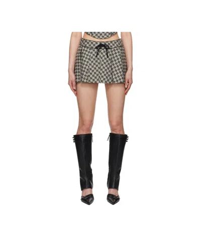 Misbhv Gray Monogram Jacquard Canvas Miniskirt In Black