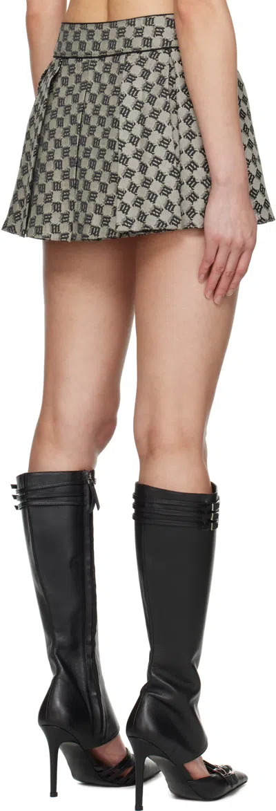 Misbhv Gray Monogram Jacquard Canvas Miniskirt In Black