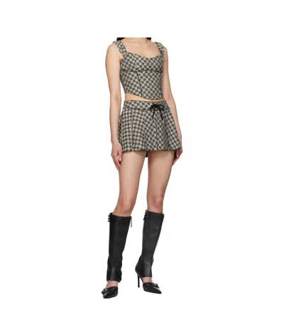 Misbhv Gray Monogram Jacquard Canvas Miniskirt In Black