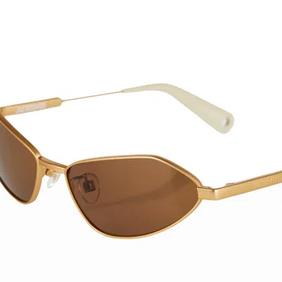 Jacquemus Engraved Logo Cat-eye Sunglasses In Golden