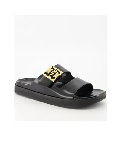 Givenchy Liquid Dad Leather Slides With 4g Hardware In Black