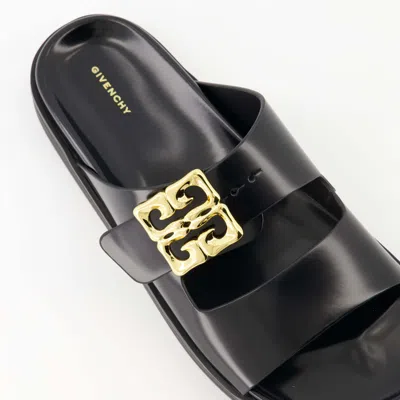 Givenchy Liquid Dad Leather Slides With 4g Hardware In Black
