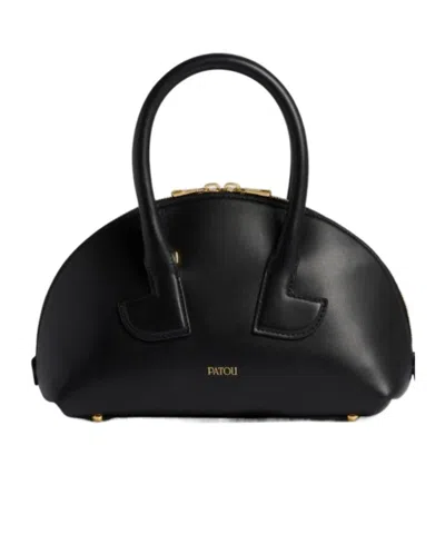 Patou Shoulder Bag Structured Detachable Strap In Black