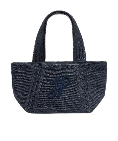 Patou Small Jp Monogram Trapeze-design Tote Bag In Black