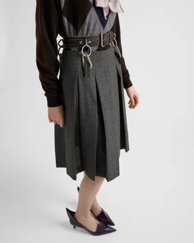 Prada Skirt Belted Waist Metal Hardware In Black