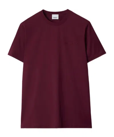 Burberry Cotton Short-sleeved T-shirt In Dark Grape Color