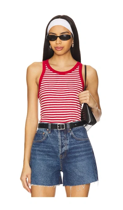 Velvet By Graham & Spencer Yarn Dye Jersey Stripe Lua Tank In Red In Red