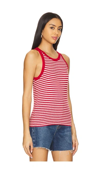 Velvet By Graham & Spencer Yarn Dye Jersey Stripe Lua Tank In Red In Red