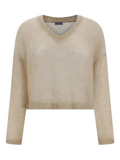 Brunello Cucinelli Sparkling Mohair And Wool Sweater In Neutrals