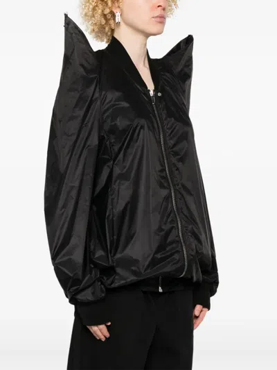 Rick Owens Womens Tec Flight Two-slip-pockets Shell Jacket Black In Black