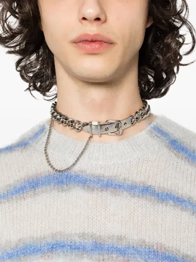 Acne Studios Buckle-detail Choker Necklace In Silver
