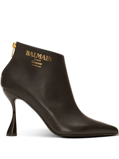 Balmain Eden Calfskin Ankle Boots In Black