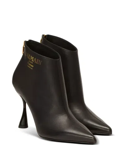 Balmain Eden Calfskin Ankle Boots In Black