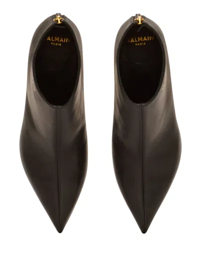 Balmain Eden Calfskin Ankle Boots In Black