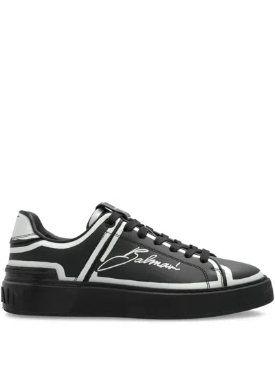 Balmain B-court Leather Low-top Sneakers In Black
