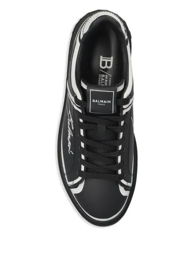 Balmain B-court Leather Low-top Sneakers In Black