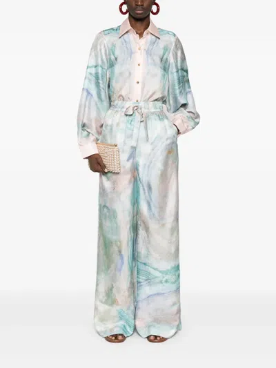 Zimmermann The Illuminate Wide-leg Trousers In Blue