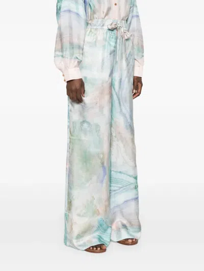 Zimmermann The Illuminate Wide-leg Trousers In Blue