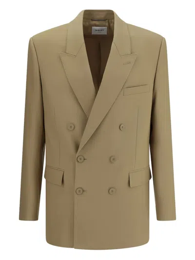 Saint Laurent Men Wool Blazer Jacket In Brown