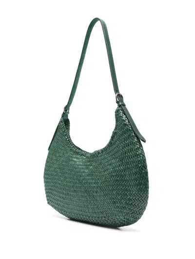 Dragon Diffusion Curved Woven Texture Shoulder Bag In Green