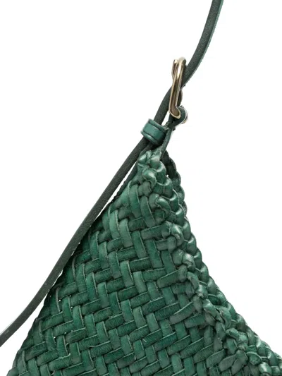 Dragon Diffusion Curved Woven Texture Shoulder Bag In Green