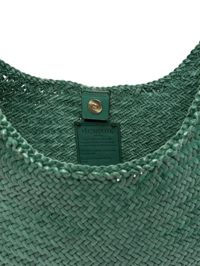 Dragon Diffusion Curved Woven Texture Shoulder Bag In Green