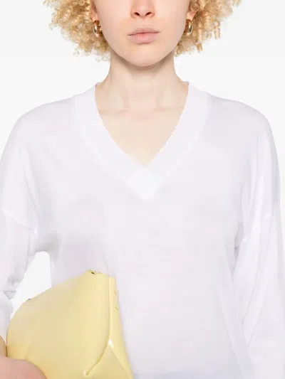 Herno White Cotton Blend Sweater In White