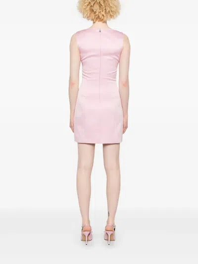 Rotate Birger Christensen Rotate Satin Flower Dress With Square Neckline In Pink