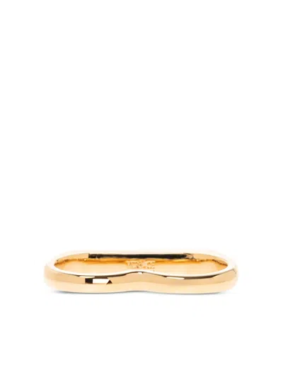 Versace Logo-engraved Two Finger Ring In Gold
