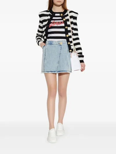 Balmain Signature Logo Striped Sweater In Multi