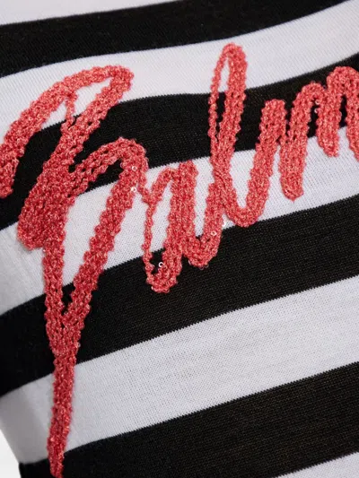 Balmain Signature Logo Striped Sweater In Multi