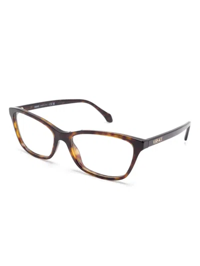 Versace Square-frame Glasses In Brown