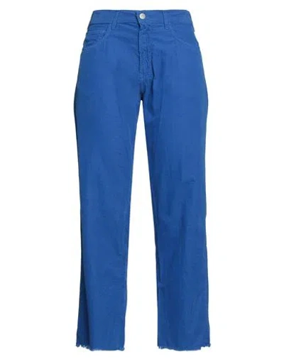 Massimo Alba Woman Pants Bright Blue Size 27 Cotton In Blue