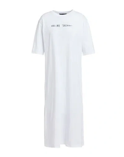Armani Exchange Woman Midi Dress White Size L Cotton In White