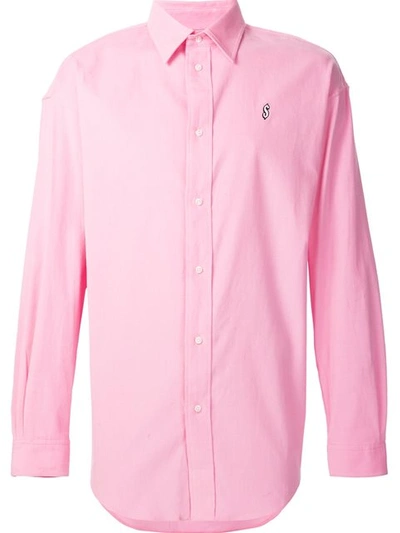 Alexander Wang Corduroy Shirt With Pocket Embroidery In Pink