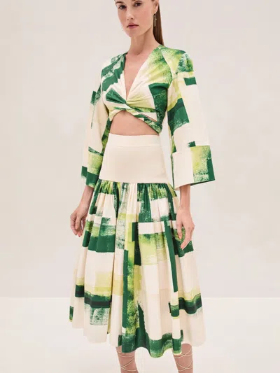 Alexis Ansalm Top In Green Brushstroke