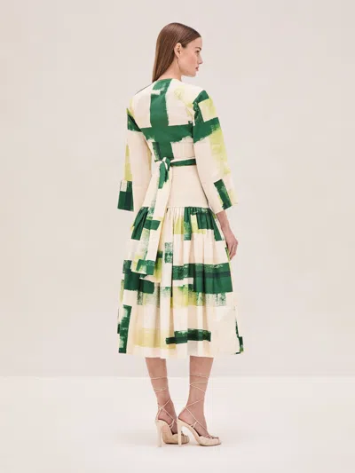 Alexis Ansalm Top In Green Brushstroke