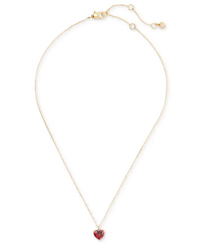 Kate Spade Gold-tone Birthstone Heart Pendant Necklace, 16" + 3" Extender In Clear,gold.