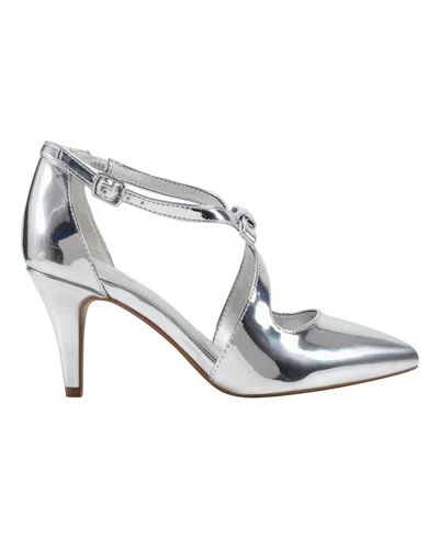Bandolino Women's Zeffer Strappy Bow Stiletto Heel Pumps In Silver Chrome
