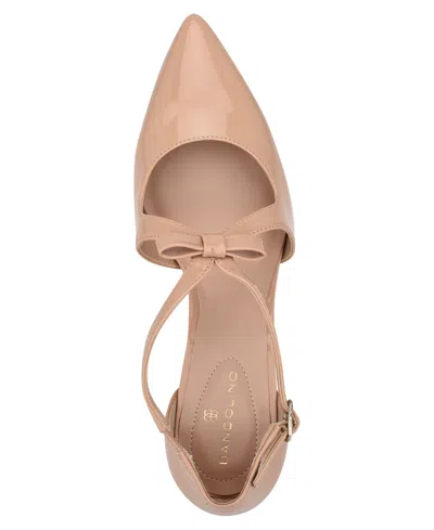 Bandolino Zeffer 3 Womens Patent Ankle Strap Dress Pumps In Nude Patent