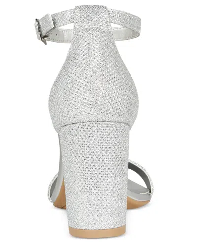 Bandolino Armory Womens Patent Ankle Strap Heels In Silver Fabric