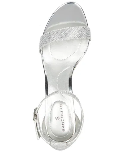 Bandolino Armory Womens Patent Ankle Strap Heels In Silver Fabric