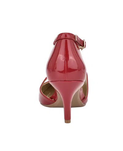 Bandolino Zeffer 3 Womens Patent Ankle Strap Dress Pumps In Red Patent