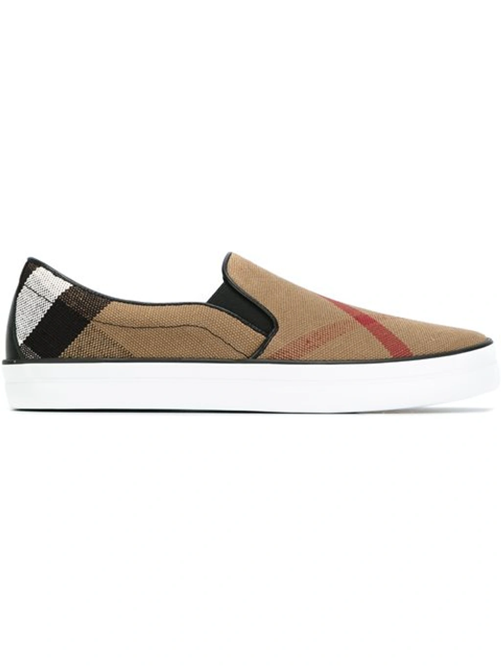 Burberry Gauden Check Leather trimmed Slip on Sneakers In Khaki ModeSens