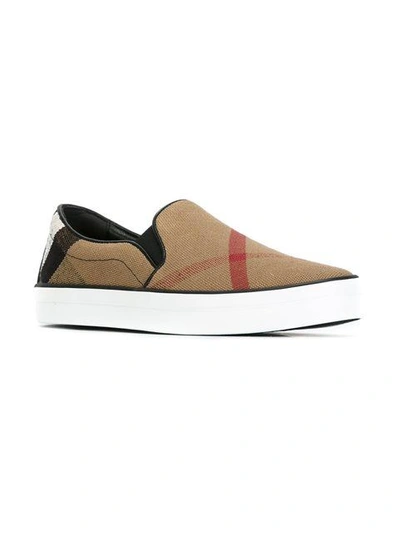 Shop Burberry House Check Slip-on Sneakers