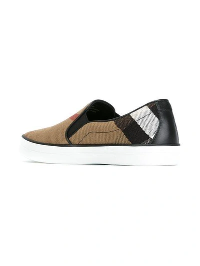 Shop Burberry House Check Slip-on Sneakers