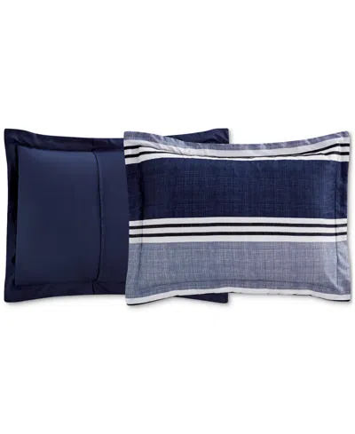 Sunham Aiden Striped 8-pc. Comforter Sets, Exclusively At Macy's In Blue