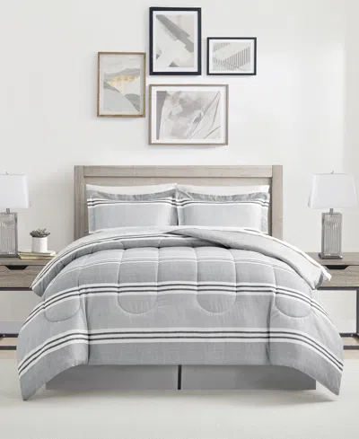 Sunham Aiden Striped 8-pc. Comforter Sets, Exclusively At Macy's In Light Gray